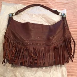 Makowsky genuine leather fringe shoulder bag